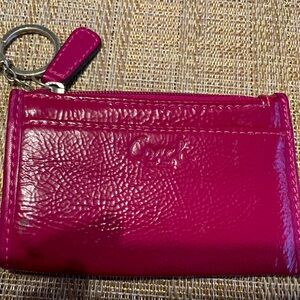 Coach Leather Card Wallet in patent Berry
